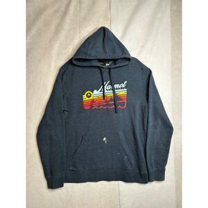 Marmot Mountain Hoodie Mens Large Blue Retro Graphic Fleece Sweatshirt P901265